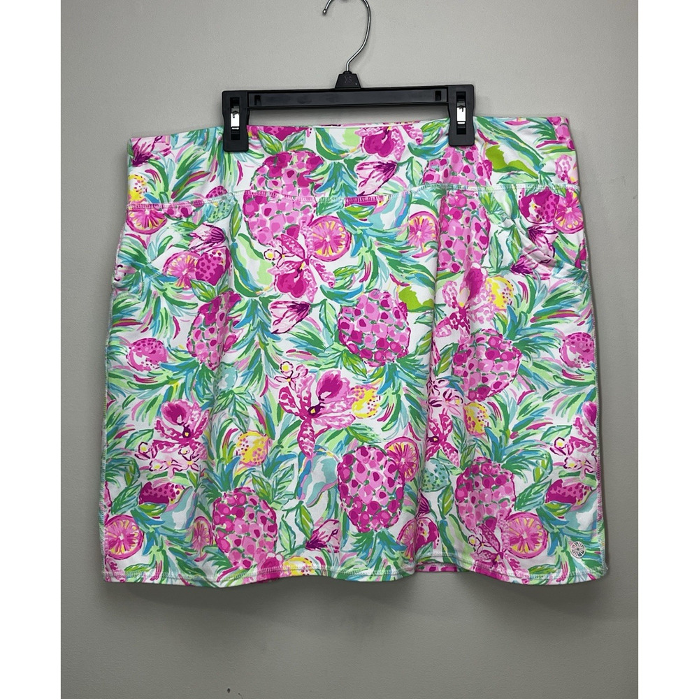 Lilly Pulitzer Maryana Skort Womens XL Pear Necessities 17" UPF 50 Golf Skirt